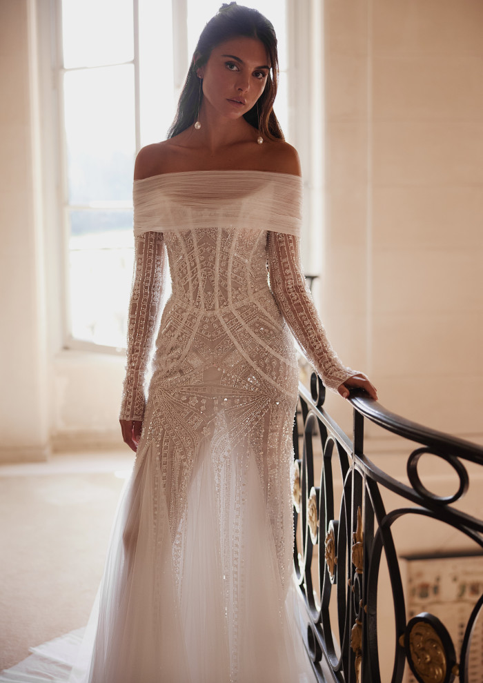 ■BAU by Bride And You■ SELENE Boat neck detail long dress Plan your wedding with bride and you