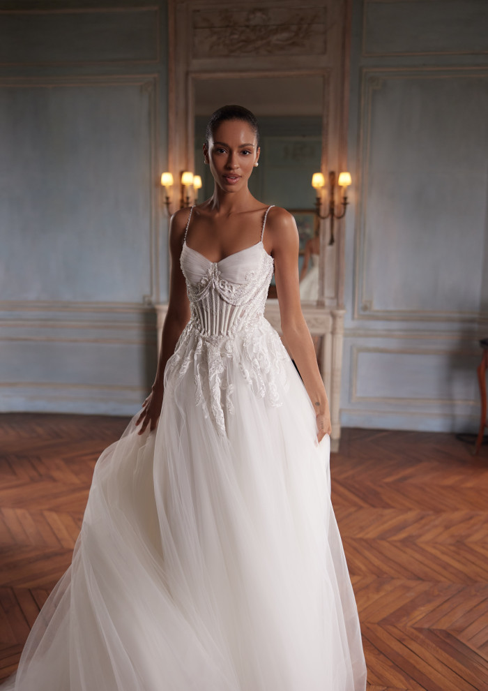 green emerald velvet dress Gorgeous Ivory V Neck Layers Lace Applique Tulle Bridal Wedding Dress –  Uniquedresss main image 0