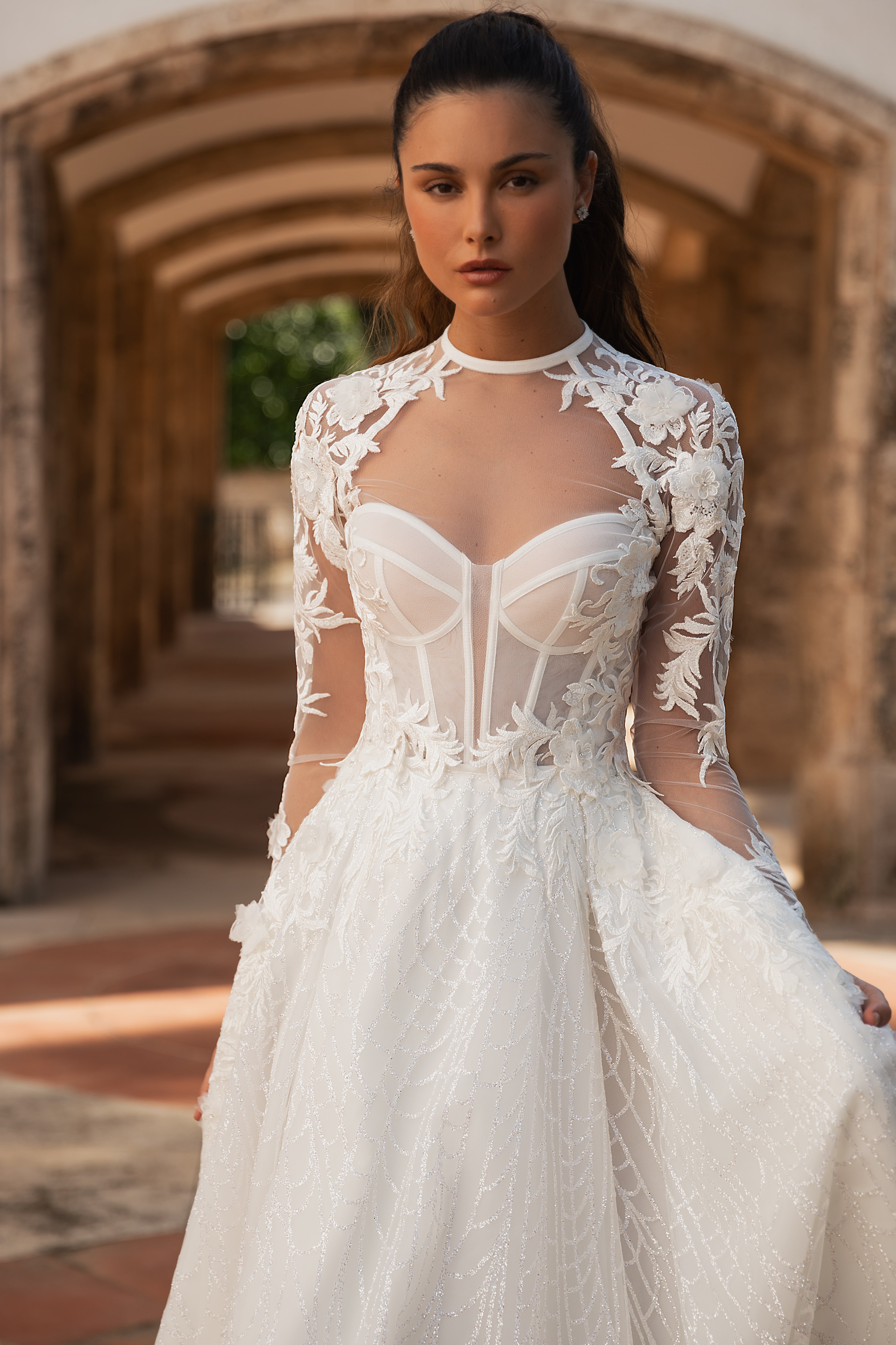 パーティードレス GANISONG Bridal Bolero Slick Line Dress Cream Enchanting by Mon Cheri E530 - Nikki's Glitz and Glam