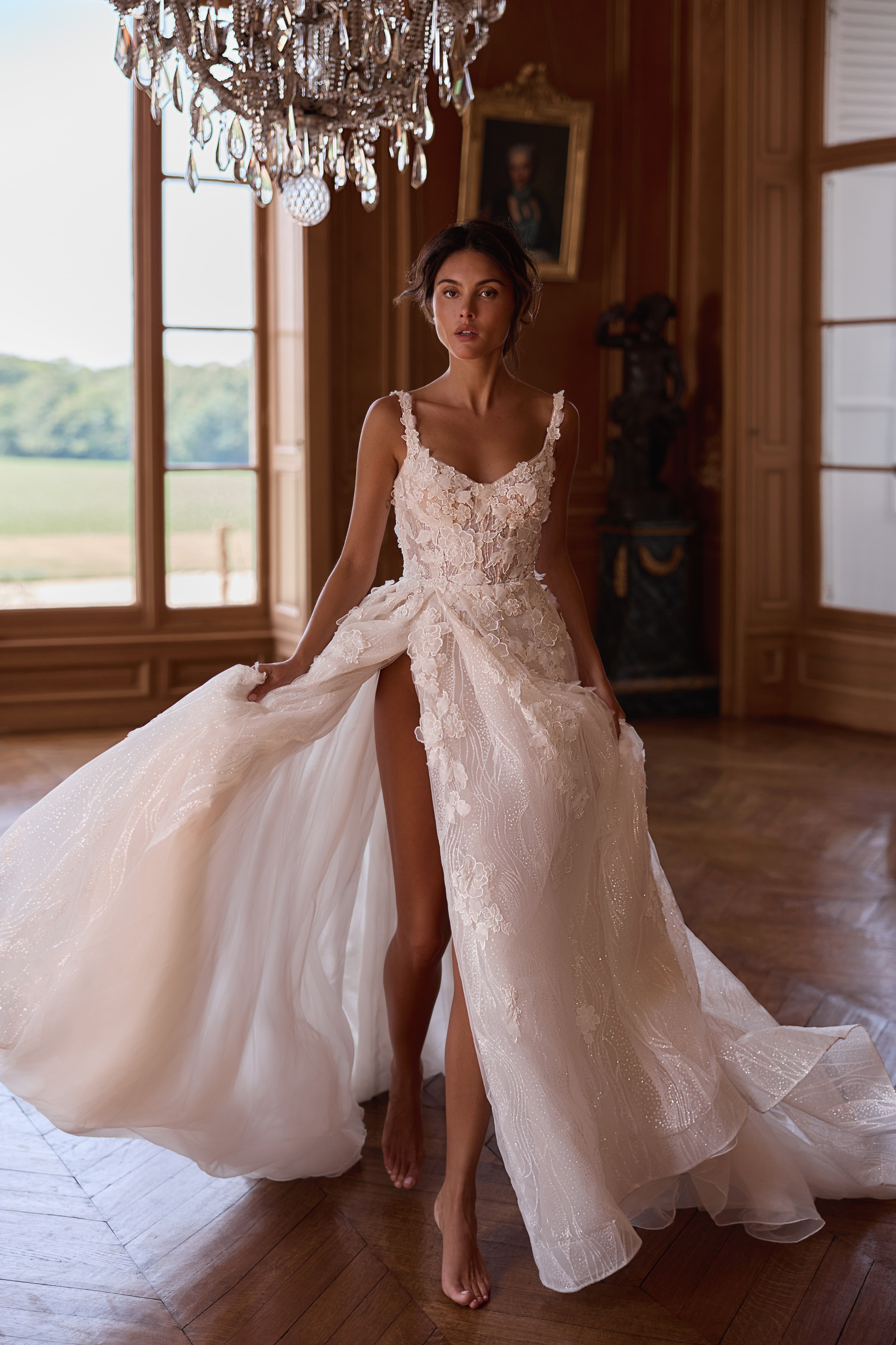galatea embroidered v-neck tulle wedding dress Willowby Galatea Wedding Dress main image 1