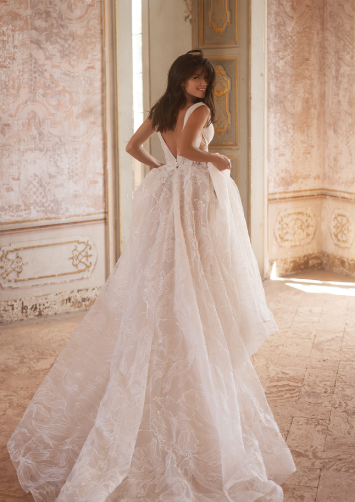 V Back Wedding Dress | Wedding Dresses With V Back by Yedyna