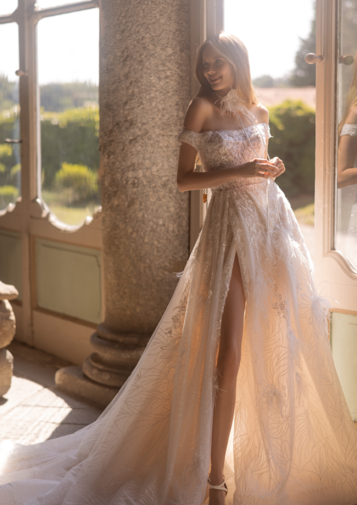 blue dress for baby girl Duntery Side Slit See-Through Corset Top Long Dress, Champagne