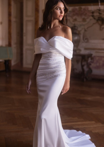 sachin and babi light blue dress KAMALA Silk Satin Wedding Dress – Catherine Langlois main image 0
